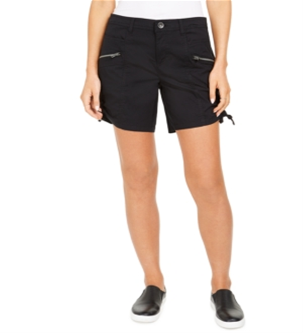 Style & Co Women's Zip Pocket Cargo Shorts Black Size 14