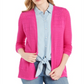 Charter Club Women's Open Front Pointelle Cardigan Pink Size X-Small