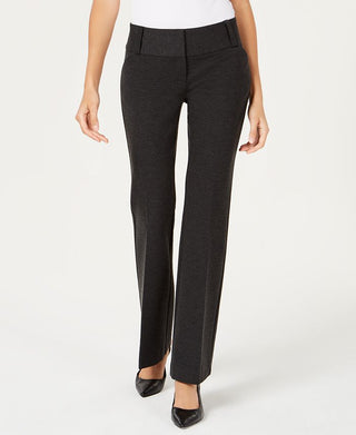 Alfani Women's Faux Leather Trim Wide Leg Trousers Black Size 8 Petite