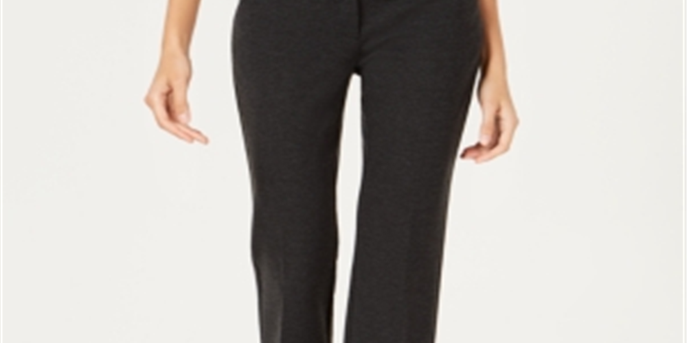 Alfani Women's Faux Leather Trim Wide Leg Trousers Black Size 8 Petite