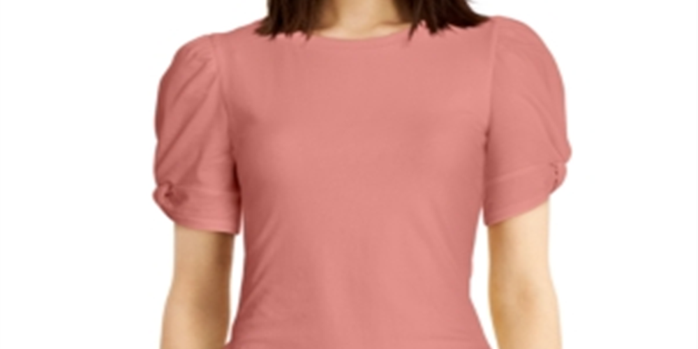 Derek Heart Junior's Twisted Puff Sleeve Top Brown Size Small