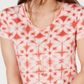 Style & Co Women's Cotton Printed T-Shirt Red Size Petite X-Small