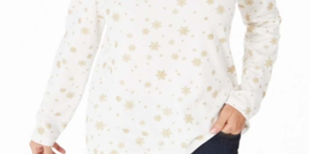 Karen Scott Women's Snowy Glory Mock Neck Top White Size Petite