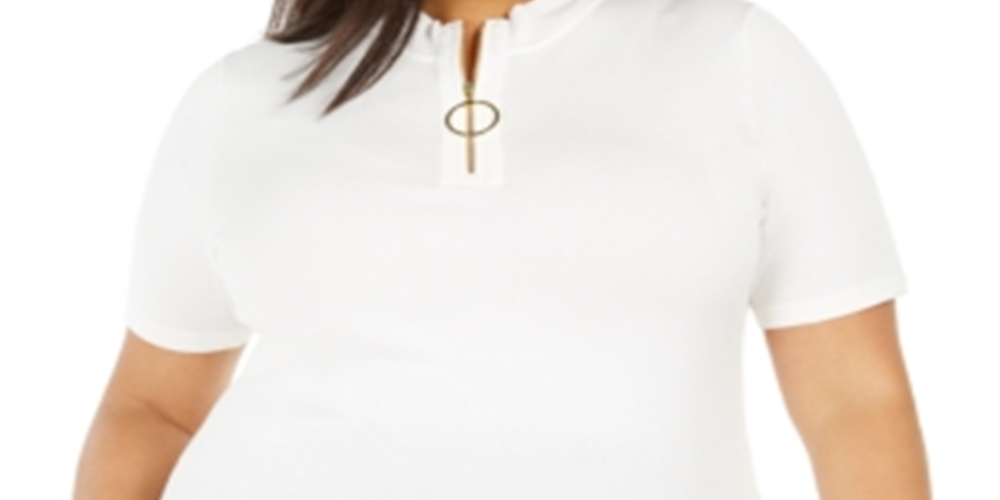 Calvin Klein Women's Plus Zip Neck Top White Size 2X