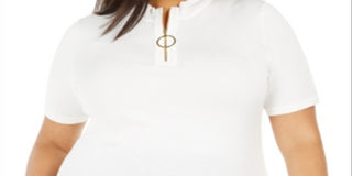 Calvin Klein Women's Plus Zip Neck Top White Size 2X