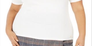 Calvin Klein Women's Plus Zip Neck Top White Size 2X