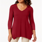 JM Collection Women's V Neck Handkerchief Hem Top Red Size X-Small