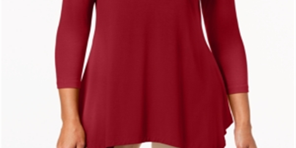 JM Collection Women's V Neck Handkerchief Hem Top Red Size X-Small