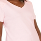 Karen Scott Women's Eyelet Shoulder V-Neck Top Pink Size X-Small