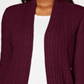 Karen Scott Women's Cable Knit Cardigan Maroon Size S