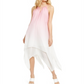 INC International Concepts Women's Tie Dye Keyhole Halter Dress Pink Size XL