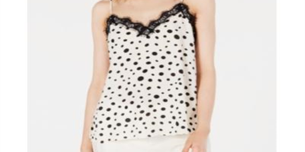 Bar III Women's Polka Dot Camisole Top White Size X-Small