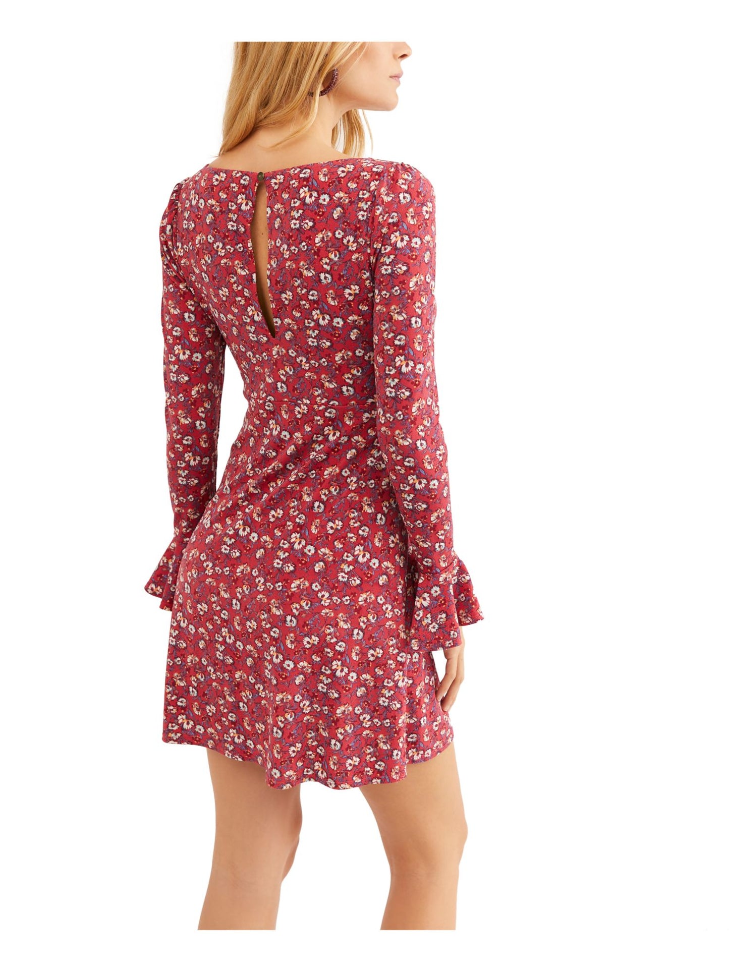 Free People Women's Red Long Sleeve Mini Dress Red Size S