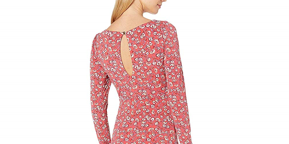 Free People Women's Red Long Sleeve Mini Dress Red Size S