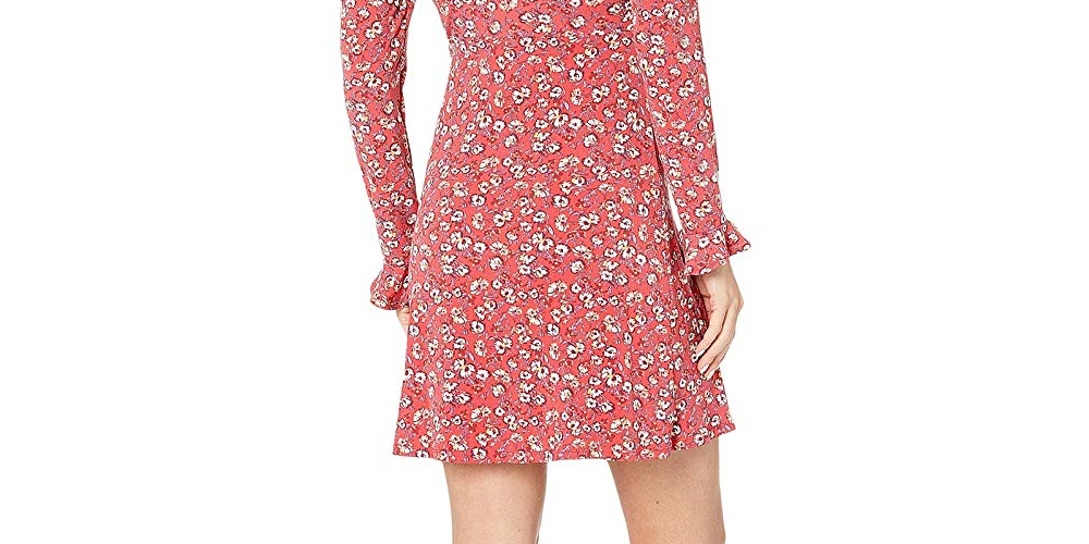 Free People Women's Red Long Sleeve Mini Dress Red Size S