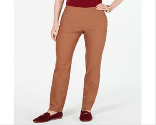 Charter Club Women's Solid Straight Leg Pants Brown Size 14