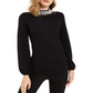 Alfani Women's Pearl Neck Blouson Sweater Black Size X-Small