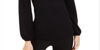 Alfani Women's Pearl Neck Blouson Sweater Black Size X-Small