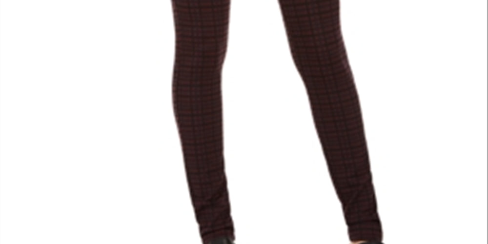 Style & Co Women's Plaid Ponte Legging Wine Size Petite M