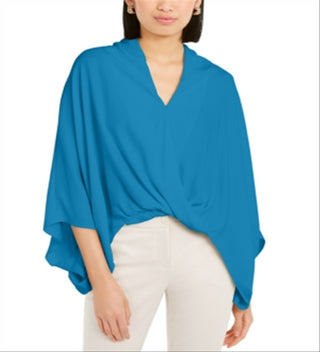Alfani Women's Island Oasis Batwing Sleeve Blouse Blue Size Small