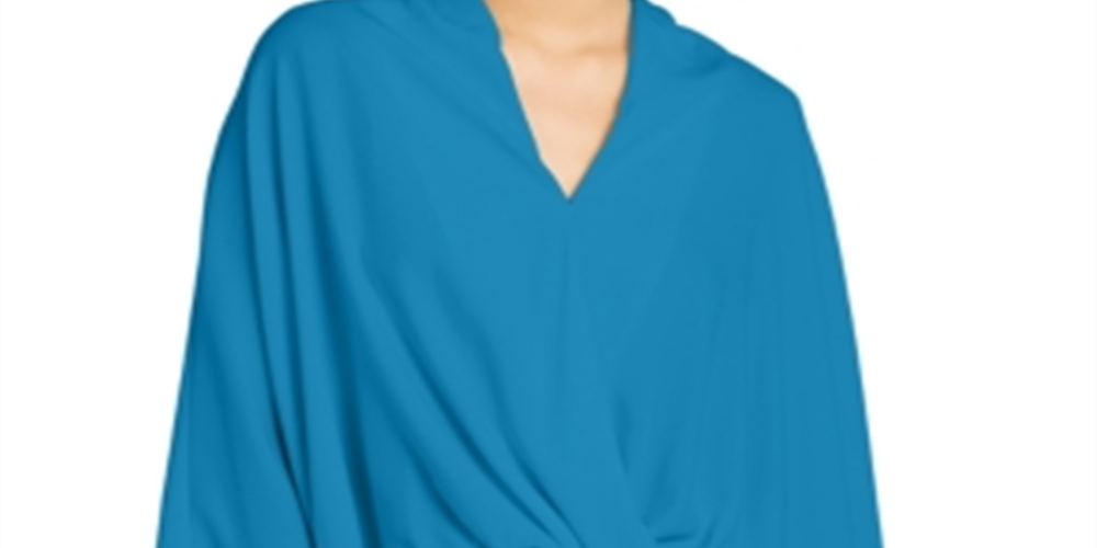 Alfani Women's Island Oasis Batwing Sleeve Blouse Blue Size Small