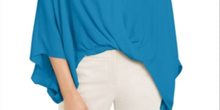 Alfani Women's Island Oasis Batwing Sleeve Blouse Blue Size Small