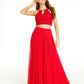 City Studios Junior's 2 Pc Glitter Lace Top & Chiffon Maxi Skirt Red Size 9