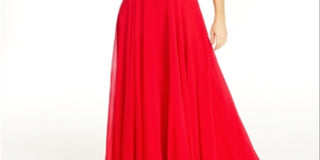 City Studios Junior's 2 Pc Glitter Lace Top & Chiffon Maxi Skirt Red Size 9