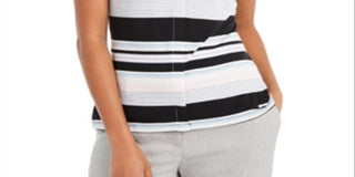 Calvin Klein Women's Striped Top Black Size Medium
