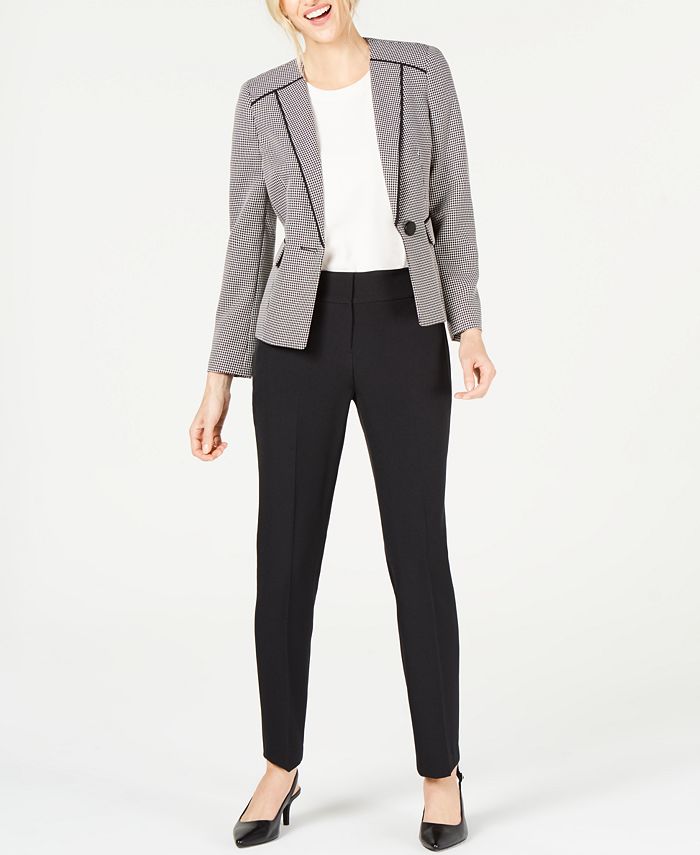 Le Suit Women's Birdseye One Button Pant Suit -Black Size 2 Petite