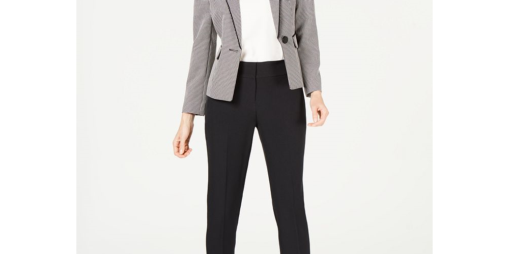 Le Suit Women's Birdseye One Button Pant Suit -Black Size 2 Petite