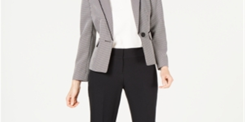 Le Suit Women's Birdseye One Button Pant Suit -Black Size 2 Petite