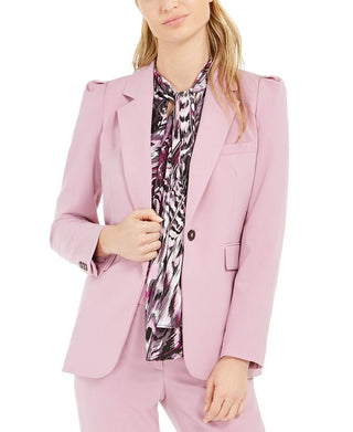Bar III Women's Puff-Shoulder One-Button Blazer Pink Size 4