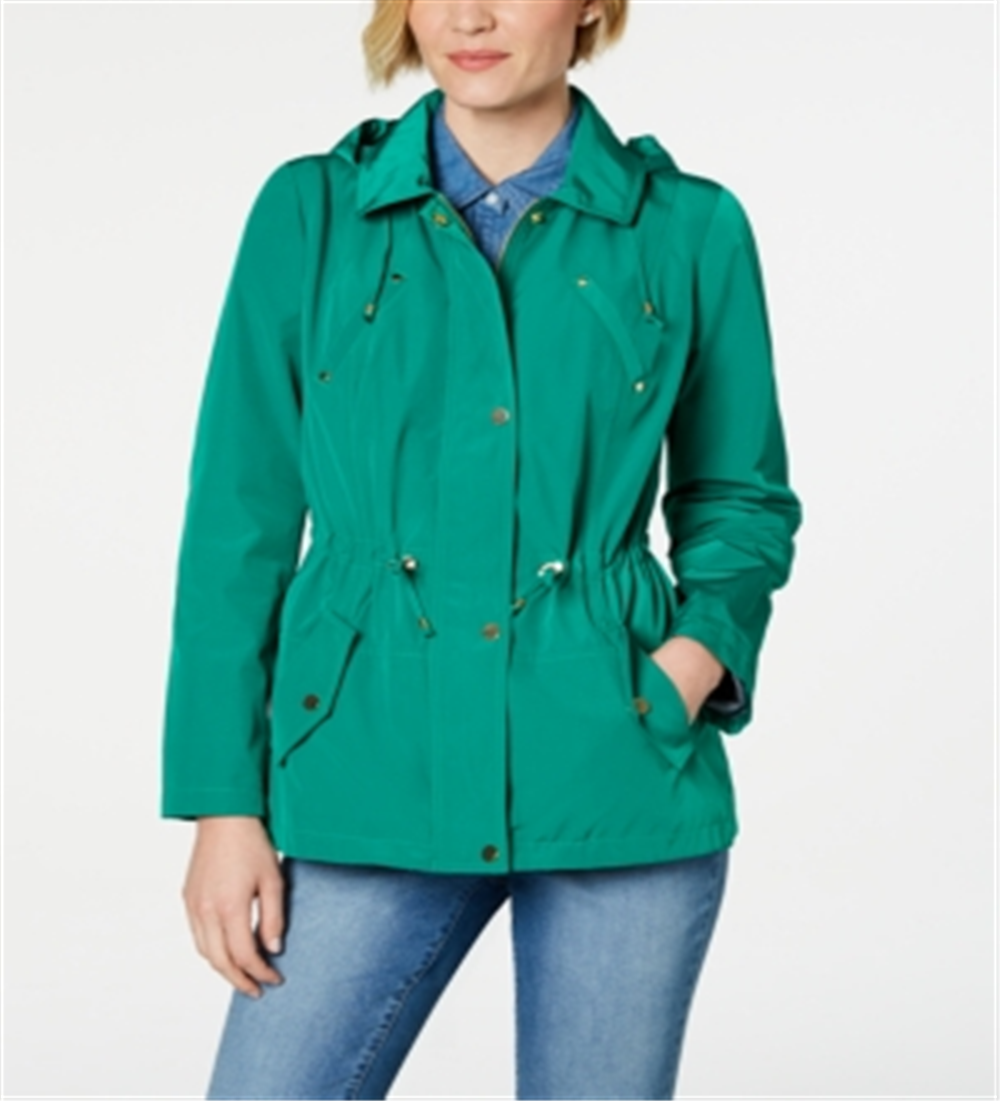 Charter Club Women's Water-Resistant Hooded Anorak Jacket Green Size XS