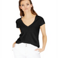 INC International Concepts Women's V Neck T-Shirt Black Size Medium