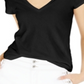 INC International Concepts Women's V Neck T-Shirt Black Size Medium