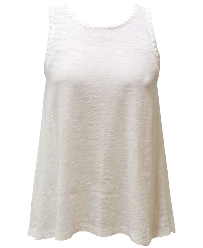 INC International Concepts Women's Cotton Burnout Tank Top White Size Medium