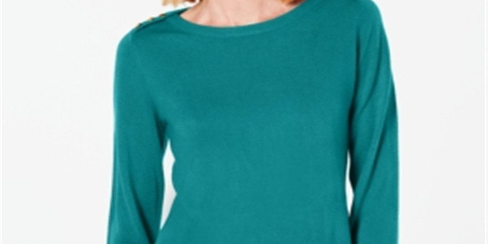 Karen Scott Women's Button Shoulder Sweater Blue Size S