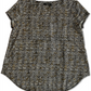 Alfani Women's Knit Curved Hem Cap Sleeve Blouse Black Size Small