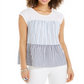 Style & Co Women's Cotton Tiered Printed Top -White Size L