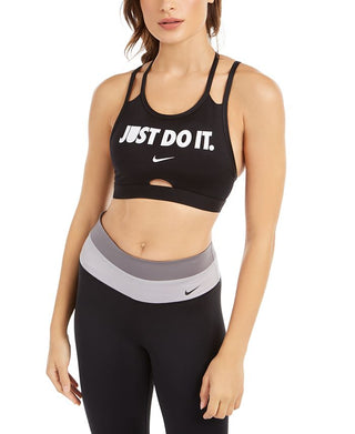 Nike Women's Dri fit Just Do It Mid Impact Sports Bra Black Size X-Large