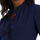 Riley & Rae Women's Penny Ruffled Trim Blouse Blue Size Small