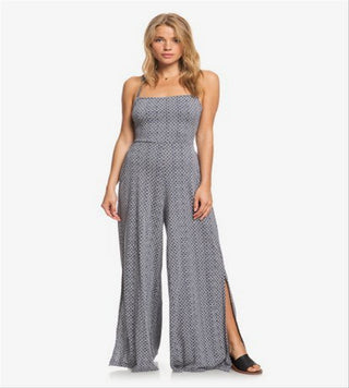 Roxy Women's One Last Time Sleeveless Wide Leg Jumpsuit Blue Size Small