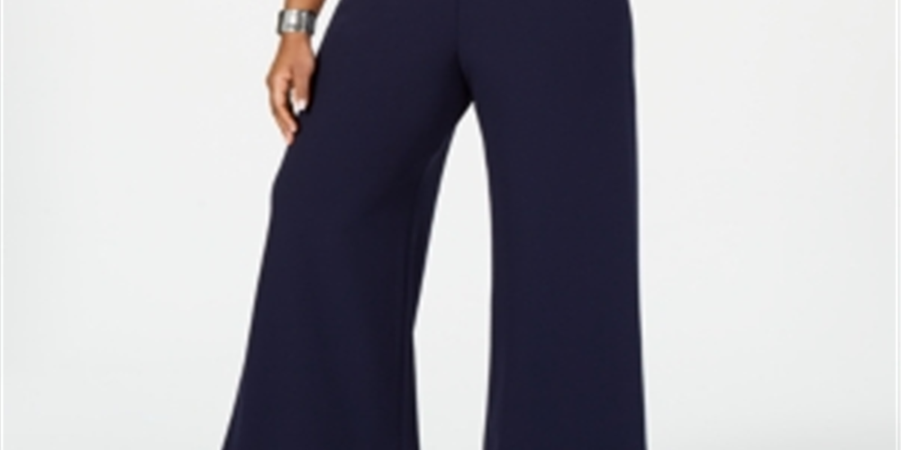 Connected Apparel Women's Bell Sleeve Wide Leg Jumpsuit Blue Size Petite Small