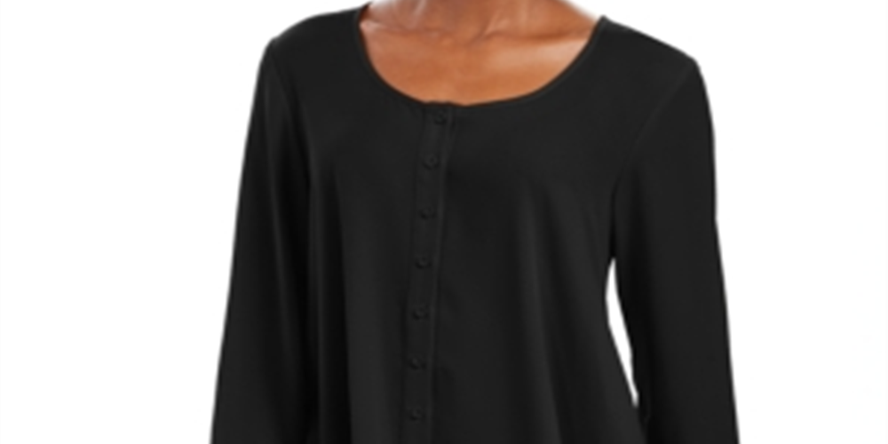 Style & Co Women's Swing Blouse Black Size X-Small