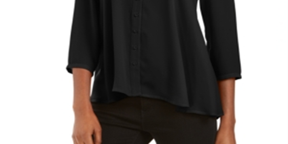 Style & Co Women's Swing Blouse Black Size X-Small