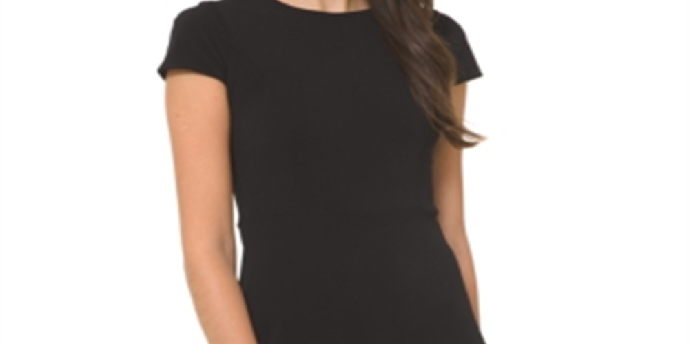Michael Kors Women's Flounce Seam a Line Dress Black Size Petite Medium