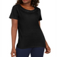 Karen Scott Women's Cotton Crochet Trim T-Shirt Black Size Large