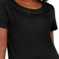Karen Scott Women's Cotton Crochet Trim T-Shirt Black Size Large