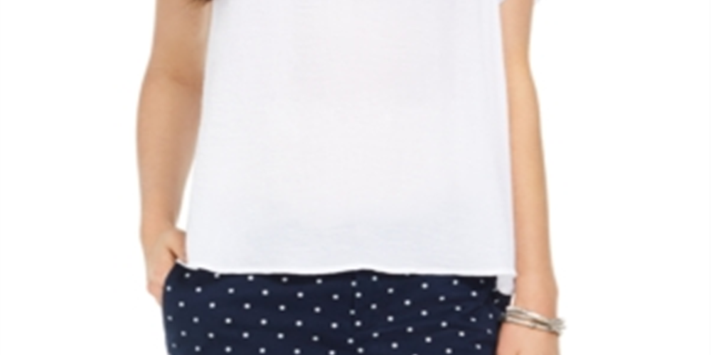 Style & Co Women's Ruffled Trim Flutter Sleeve Top White Size Petite